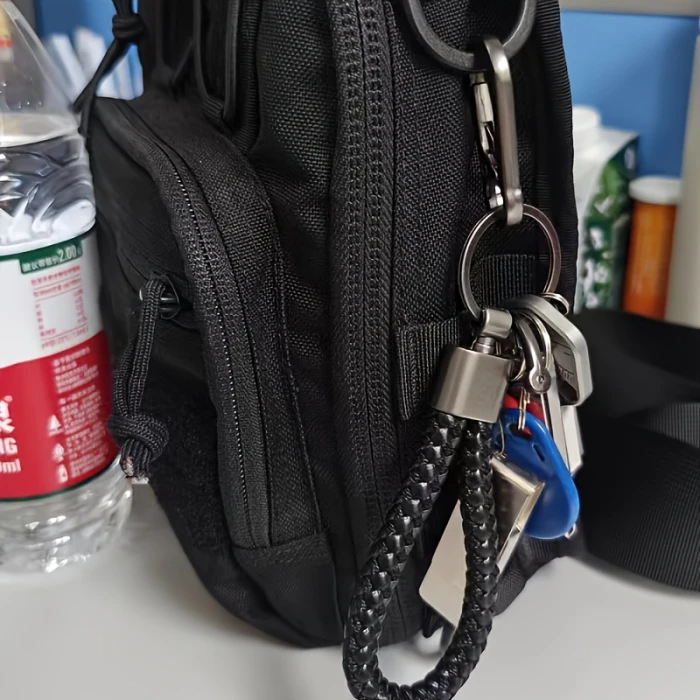 Custom Engraved Men's Braided Metal Keychain  Durable Zinc Alloy Personalized Gift for Couples cover image 3