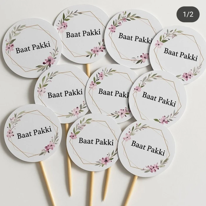 Customized Baat Pakki Toppers Engagement Sweet Decor cover image 1