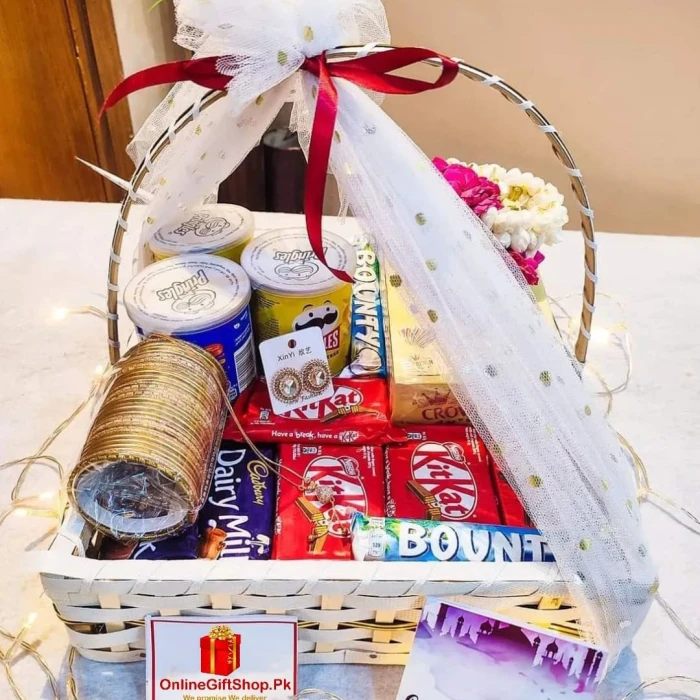 Custom Eid Basket for Her Festive Gift Hamper with Chocolates & Jewellery