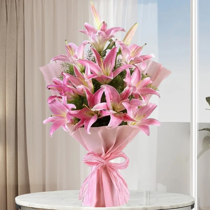 Elegant Pink Lily Bouquet