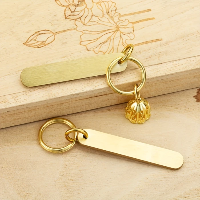 Custom Brass Phone Number Keychain  Personalized Anti Lost Tag for Car Keys Simple Keychain for Men & Women cover image 3