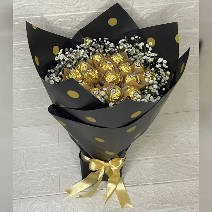 Ferry Rose Chocolate Bouquet with Baby’s Breath Elegant Gift in Pakistan cover image 2