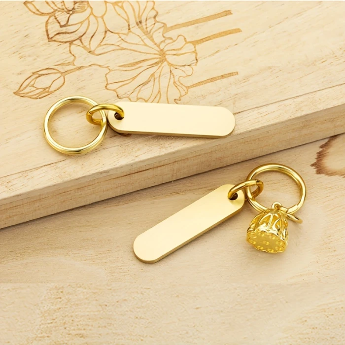 Custom Brass Phone Number Keychain  Personalized Anti Lost Tag for Car Keys Simple Keychain for Men & Women cover image 1