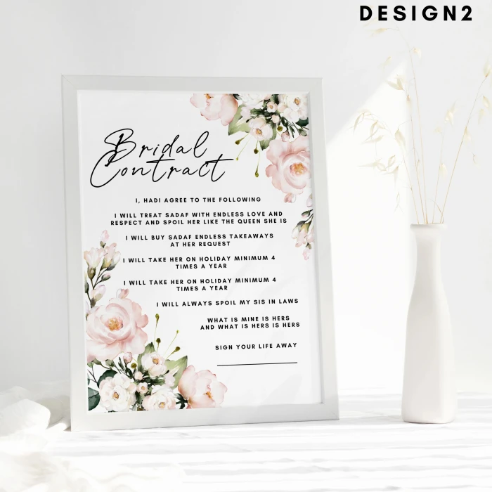 Bridal Contract & Wedding Agreement Contract