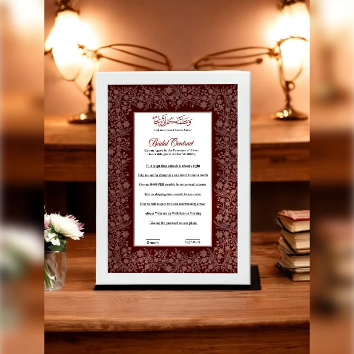 Maroon Mandala Bridal Contract Elegant Wedding Agreement