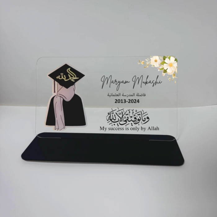 Modesty & Merit Acrylic Frame – Custom Graduation Gift with Stand