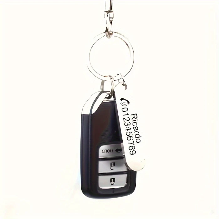 Custom Engraved Titanium Alloy Keychain Dual-Sided Name & Phone Tag cover image 7