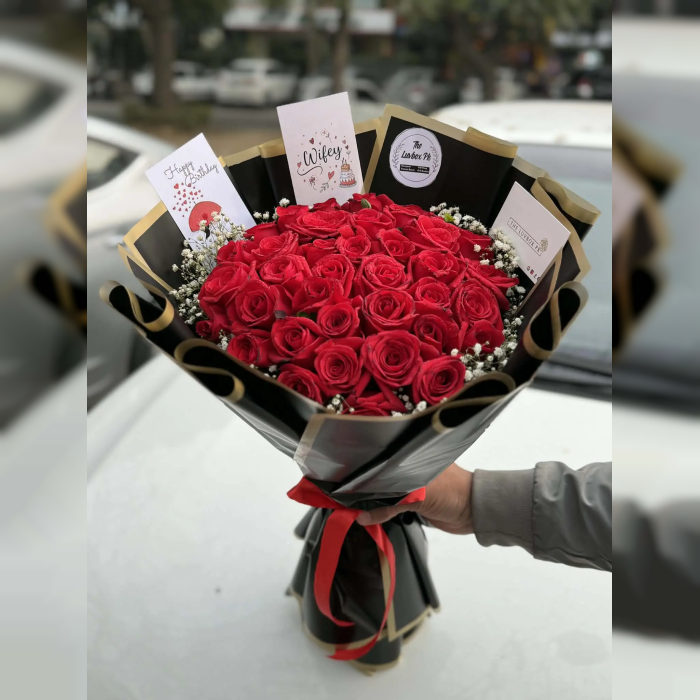Crimson Love Red Rose Bouquet Romantic Flower Gift Delivery in Pakistan