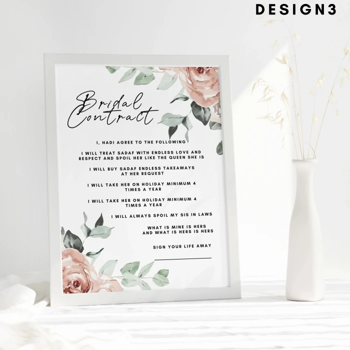 Bridal & Wedding Contract Professional Agreement Contract