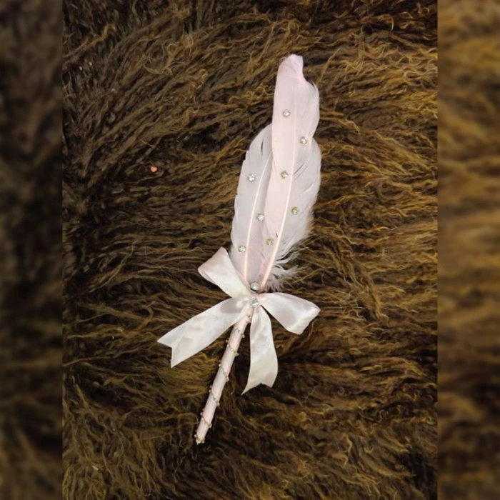 Handmade Pink Nikkah Pen with Elegant Bow Wedding Accessory