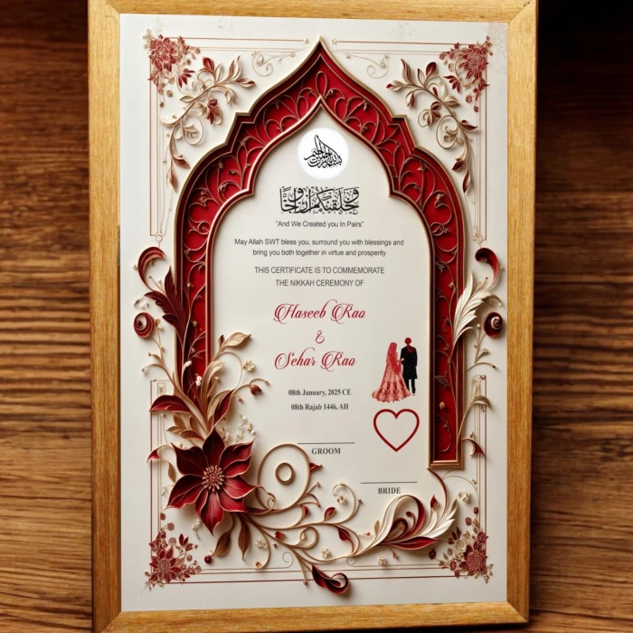Nikkah Certificate Fully Custom with Stylish Frame cover image 2