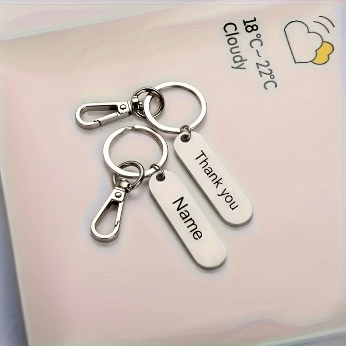 Custom Engraved Titanium Alloy Keychain Dual-Sided Name & Phone Tag cover image 4