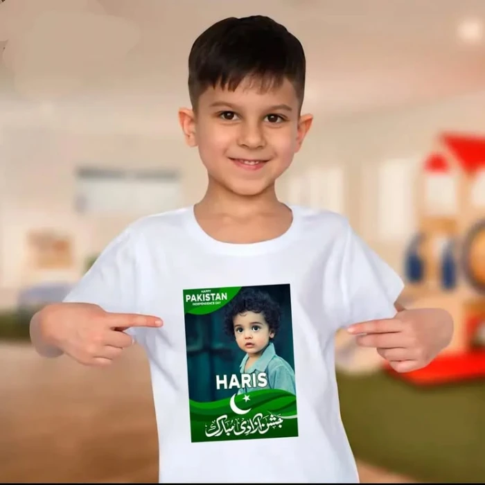 Customized 14 August T-Shirt Print Your Picture & Name for Independence Day