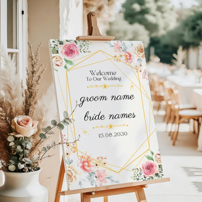 Floral Wedding Welcome Sign Elegant Personalized Boards