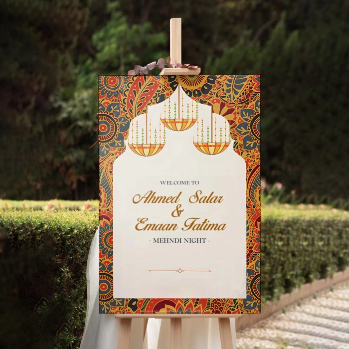 Gleeful Mehndi Welcome Board | Colorful Custom Sign