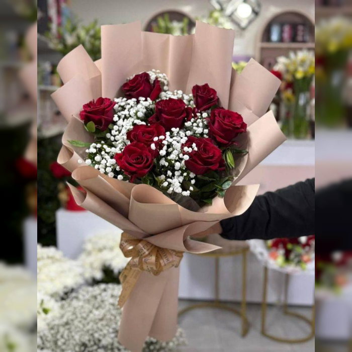 Red Roses Bouquet Rustic Brown Kraft Wrap Gift Red Roses Bouquet Rustic Brown Kraft Wrap Gift