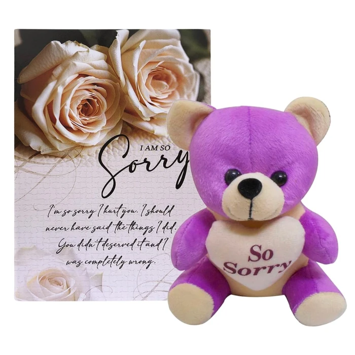 Sorry Gift Combo – Cute Teddy Bear & Apology Greeting Card