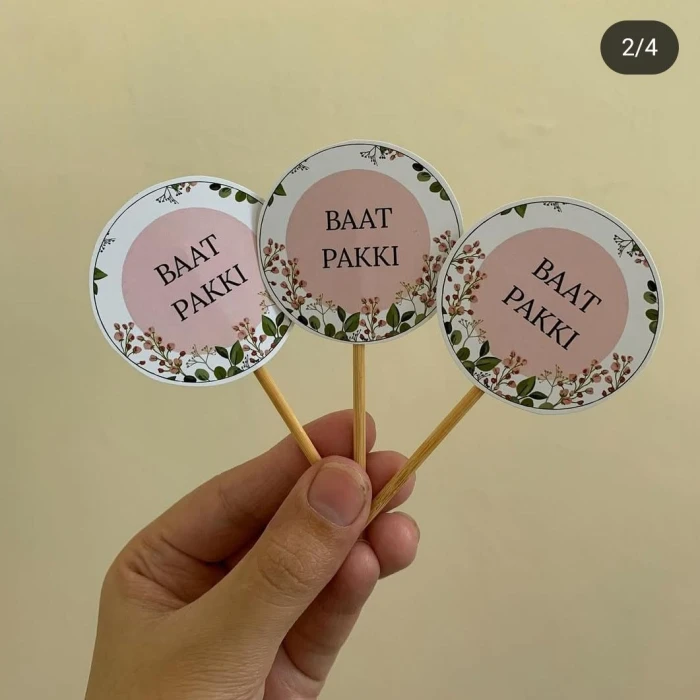 Customized Baat Pakki Toppers for Mithai Engagement Sweets cover image 1