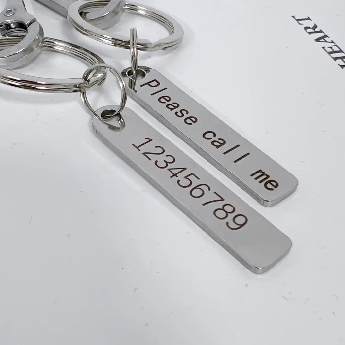 Custom Engraved Stainless Steel Keychain – Personalized Name & Phone Tag with Anti‑Lost Function