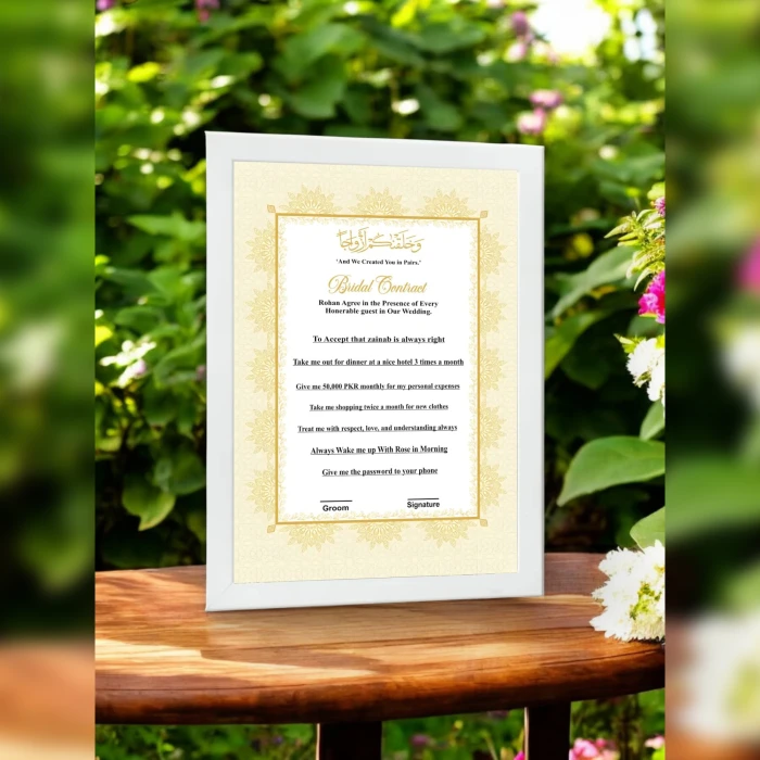 The Bridal Golden Wishes Contract | Elegant Wedding Agreement