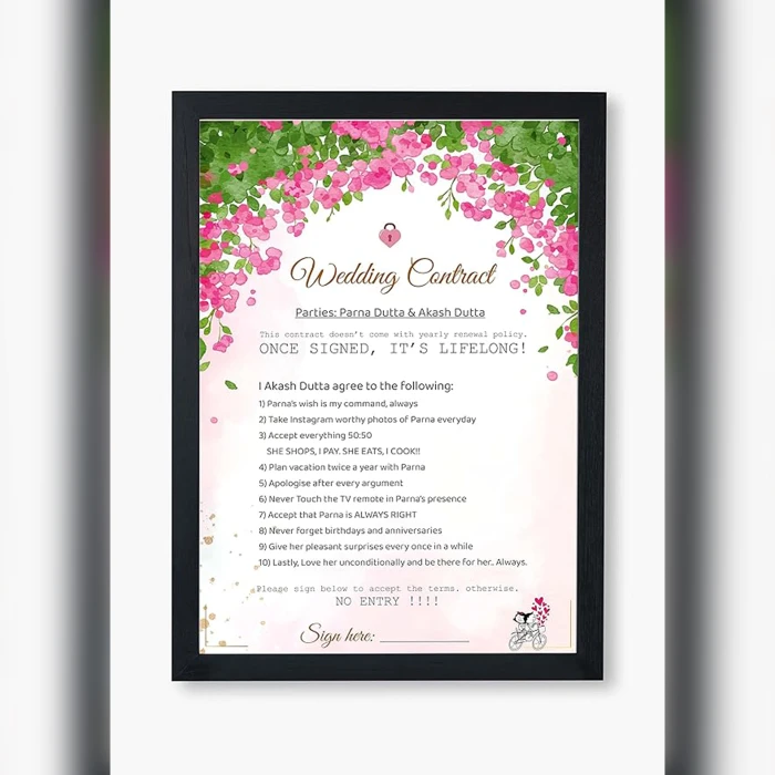 WESURPRISE Customized Wedding Contract Elegant & Personalized