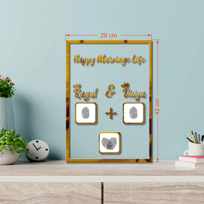 Personalized Golden Acrylic Couple Fingerprint Nikkah certificate