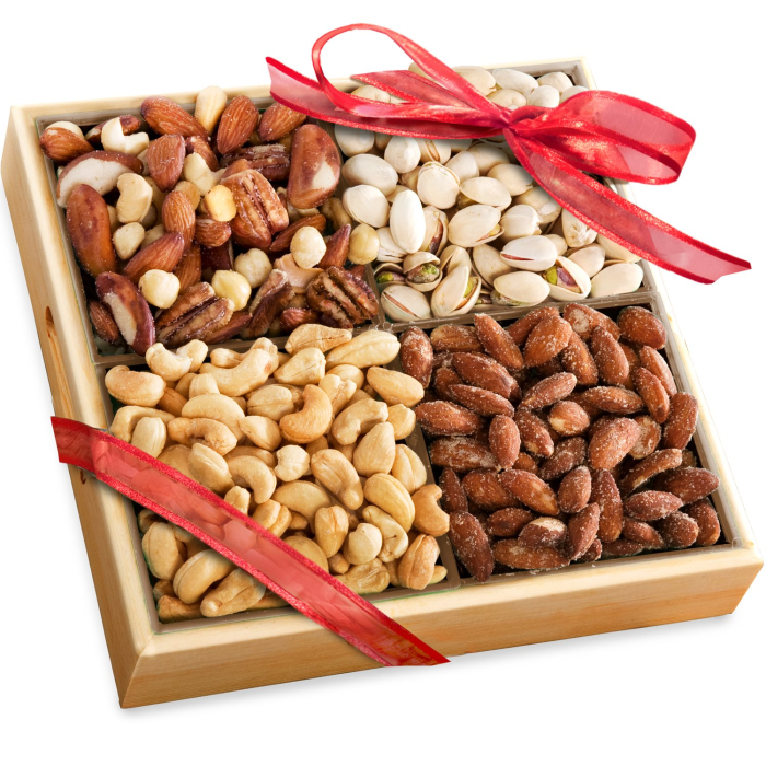 Four-Section Mix Dry Fruits Box Premium Wooden Gift Hamper Four-Section Mix Dry Fruits Box Premium Wooden Gift Hamper