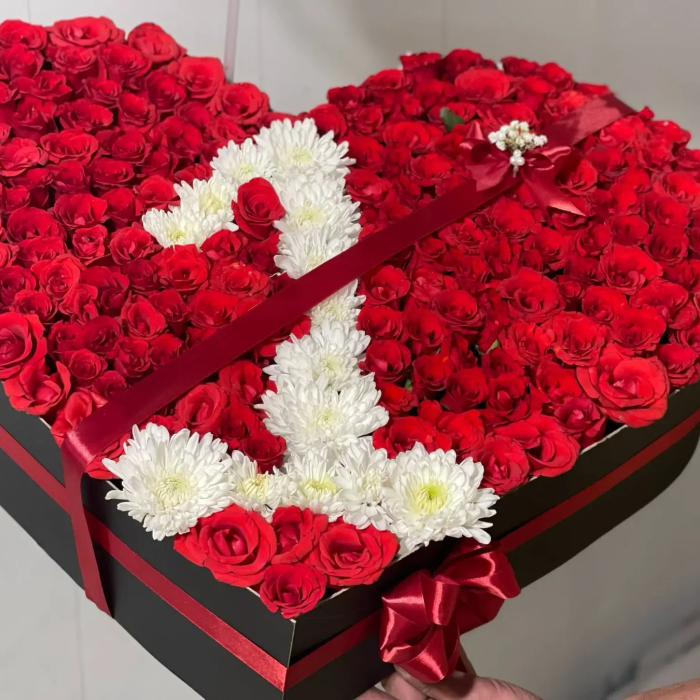 Eternal One Heart Rose Box with Custom Number Gift in Pakistan