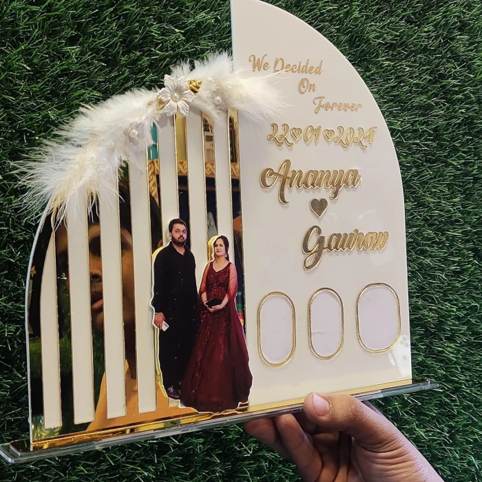 Personalized Golden Acrylic Couple Thumb Impression Plaque