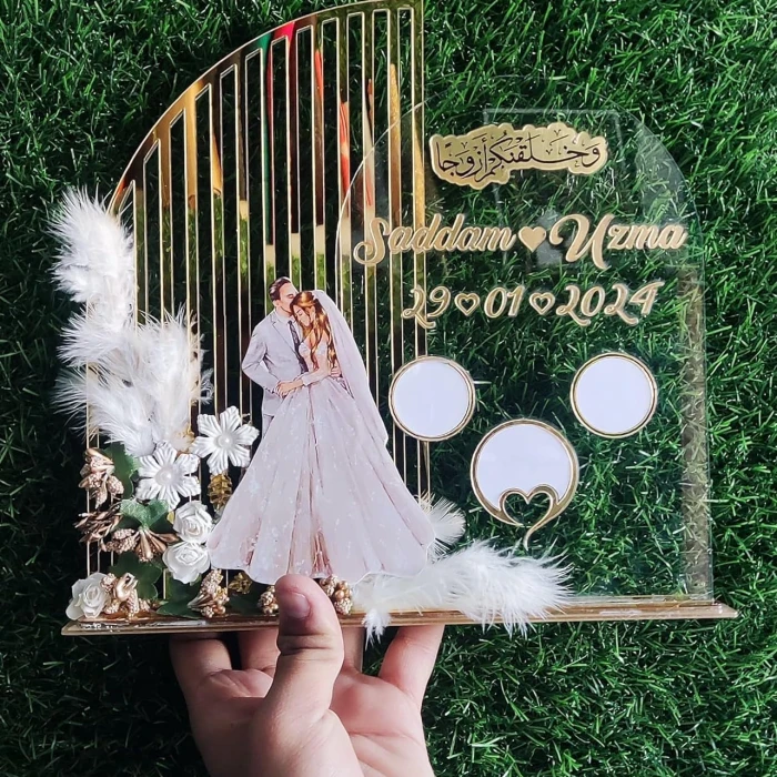 Personalized Golden-Acrylic Couple Thumb Impression Plaque