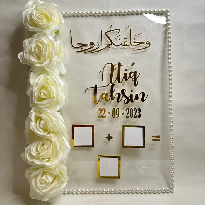 Pearls Acrylic Nikkahnama Customised Islamic Marriage Certificate