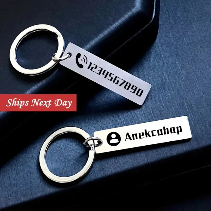 Personalized Stainless Steel Photo Keychain Custom Engraved Keepsake
