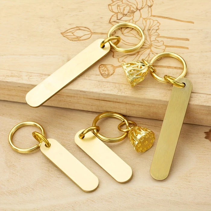 Custom Brass Phone Number Keychain  Personalized Anti Lost Tag for Car Keys Simple Keychain for Men & Women cover image 4