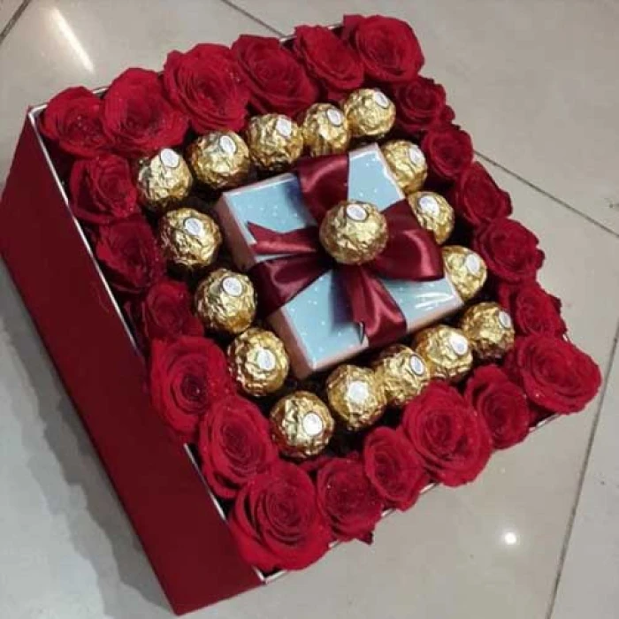 Best Love Hamper Roses, Ferrero Rocher & Watch Gift Box
