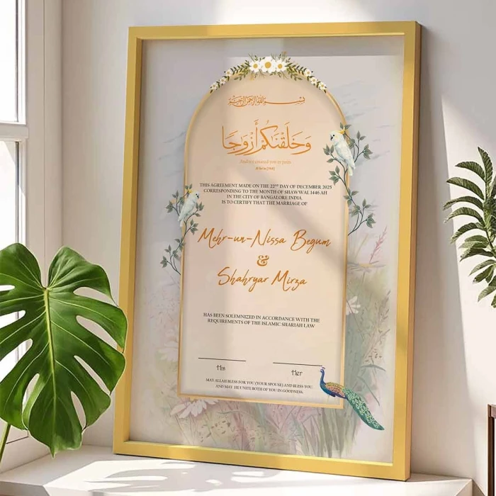 Birds Theme Nikkah Certificate Frame Custom Premium Wood cover image 3