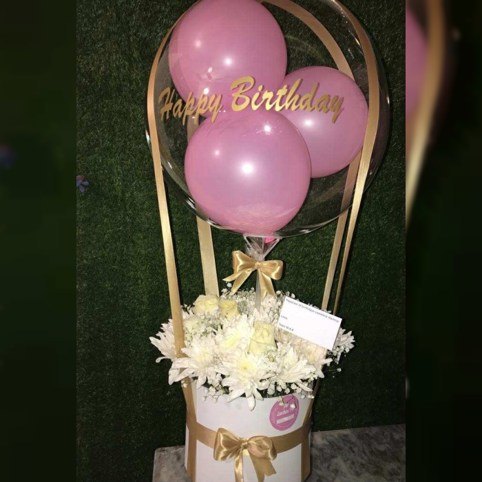 Bloom & Balloon Celebration Box Luxury Flower & Balloon Gift Pakistan