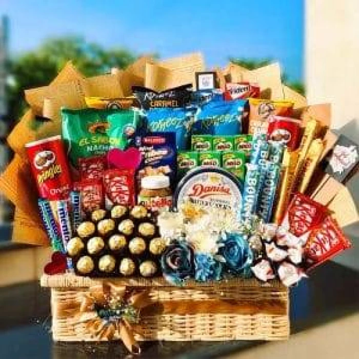 Chocolate & Snacks Basket Deluxe Gourmet Snack Hamper
