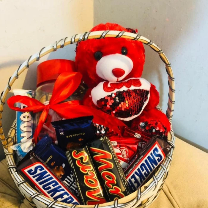 Chocolate & Teddy Basket – Premium Treats with Dry Fruits Jar