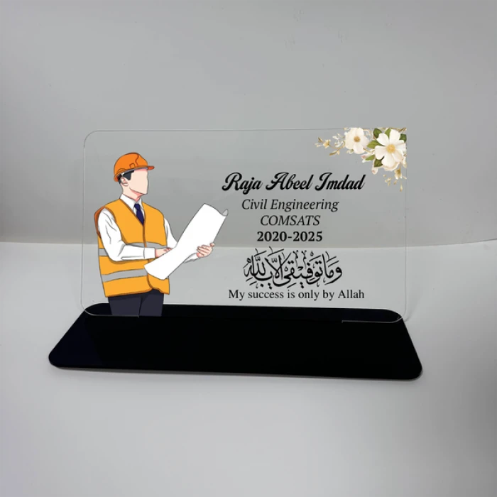 Future Engineer Graduation Frame for Boys – Custom Acrylic Plaque with Stand