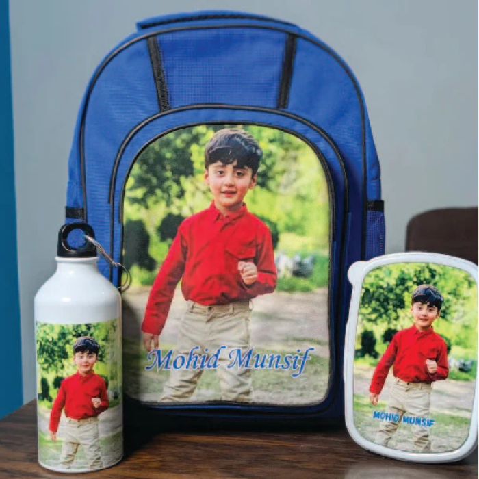 Customized School Bag, Lunch Box & Bottle Set Kids Gift