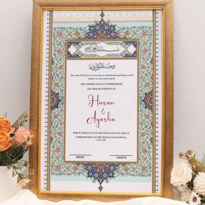 Custom Nikkah Frame Premium Mandala Design with Black Border
