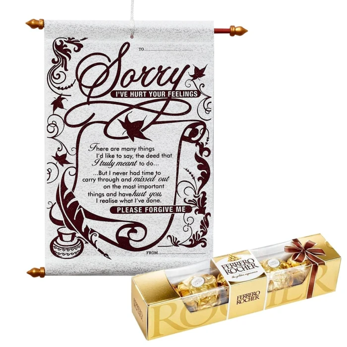 Sorry Scroll Card & Chocolate Gift Pack – Apology Gift Set for Loved Ones