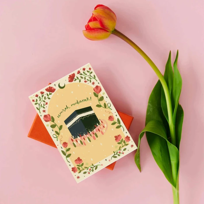 Umrah Mubarak Greeting Card Folded with Envelope