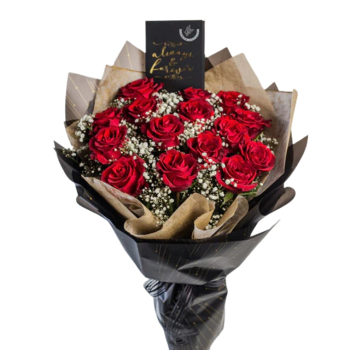 Forever & Always Flower Bouquet 15 Imported Red Roses Forever & Always Flower Bouquet 15 Imported Red Roses