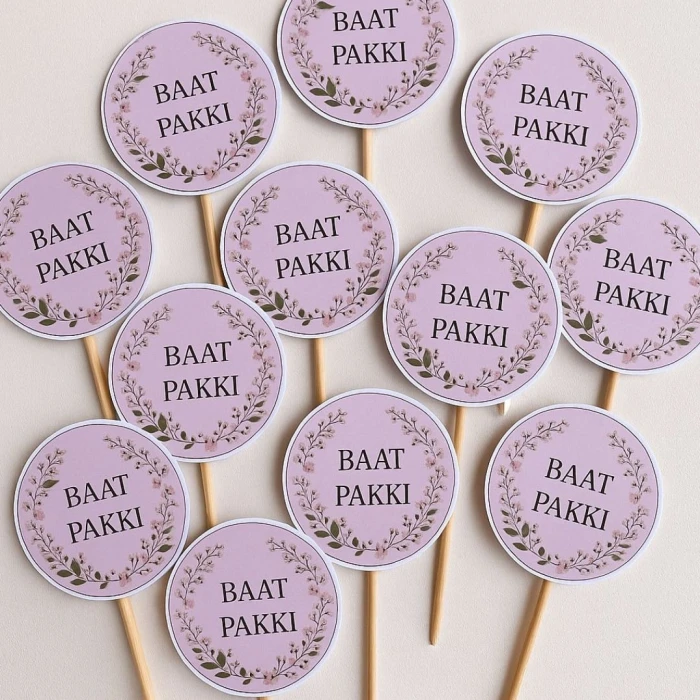 Customized Baat Pakki Toppers for Mithai Engagement Sweets