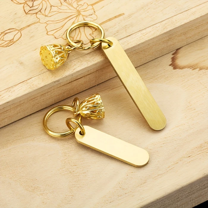 Custom Brass Phone Number Keychain  Personalized Anti Lost Tag for Car Keys Simple Keychain for Men & Women cover image 7