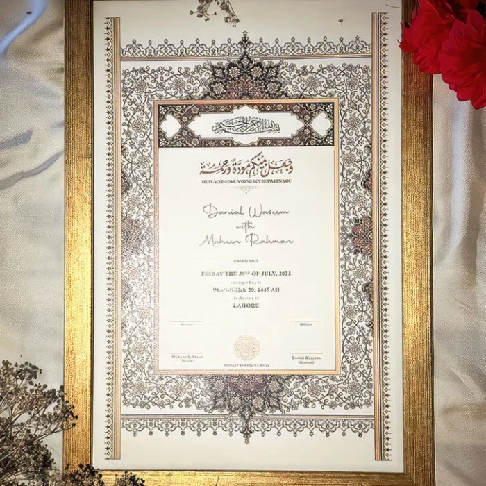 Personalized Islamic Wedding Frame with Nikkah Certificate