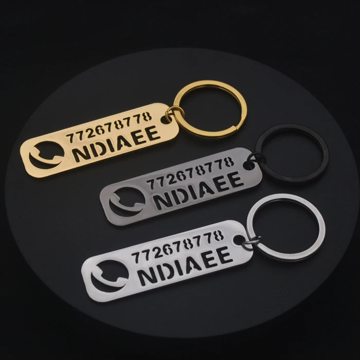 Laser‑Engraved Titanium Alloy Keychain Custom Name & Phone Number Tag