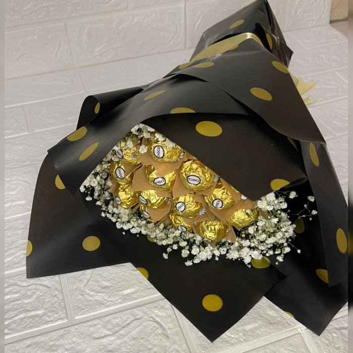 Ferry Rose Chocolate Bouquet with Baby’s Breath Elegant Gift in Pakistan cover image 1