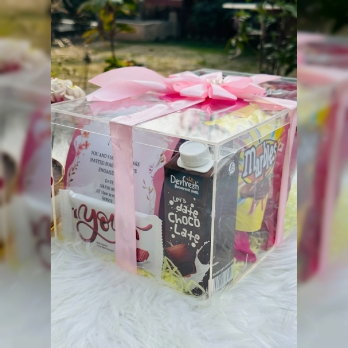 Acrylic Box with Delicious Snacks Luxury Gift Box